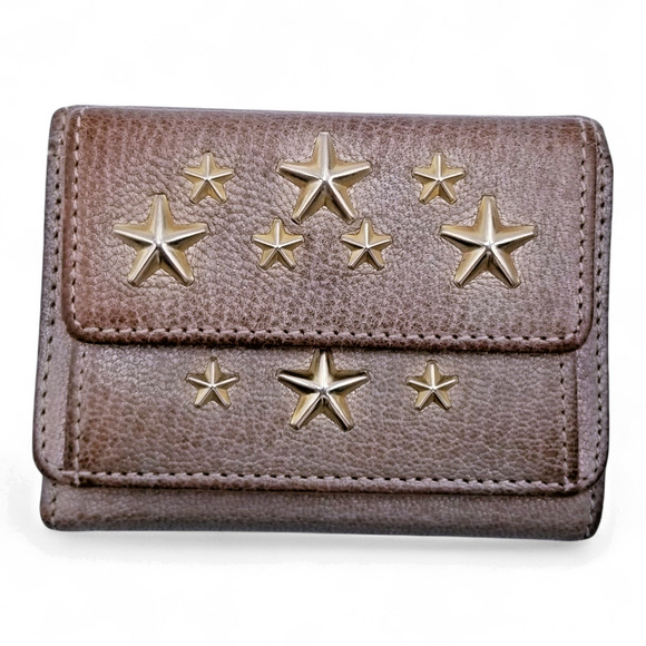 JIMMY CHOO Metallic Leather Gold Stars Tri-Fold Wallet 40718070 - Picture 1 of 12
